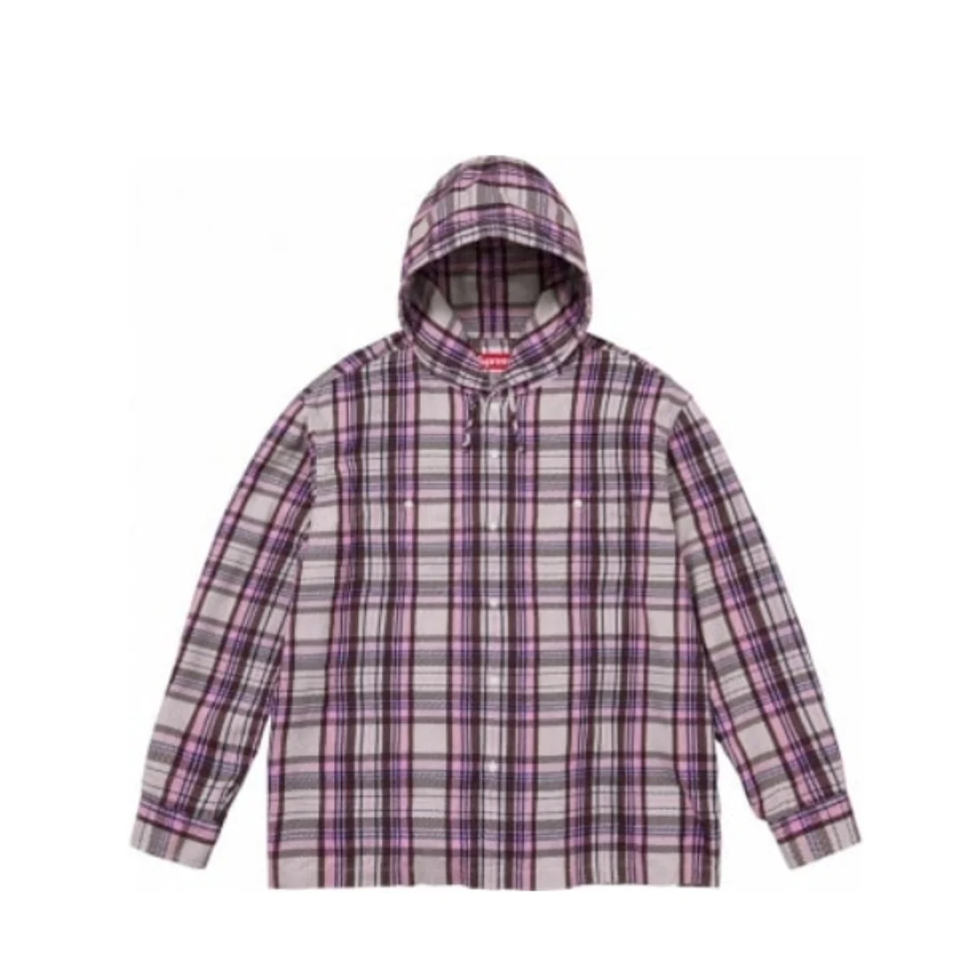 Supreme Printed Hooded Flannel Shirt 'Pink White' SUP-SS24-189