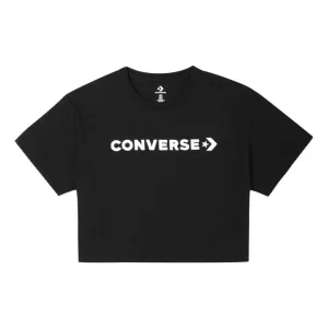 (WMNS) Converse Puff Wordmark T-Shirt Asia Sizing 'Black White' 10021656-A02