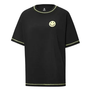 (WMNS) Converse Casual T-Shirt Asia Sizing 'Black Yellow' 10018923-A01