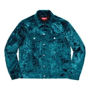 Supreme Fuzzy Pile Trucker Jacket 'Teal Black' SUP-SS19-165