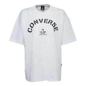(WMNS) Converse Areca Palm Mesh Boxy T-Shirt Asia Sizing 'White Black' 10008467-A04