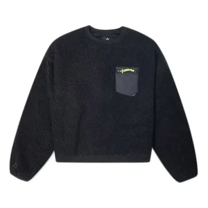 (WMNS) Converse Loose Short Sweater Asia Sizing 'Black' 10020289-A02