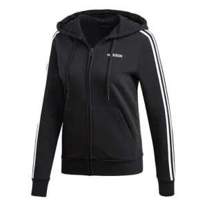 (WMNS) adidas Essentials 3-Stripes Fleece Hoodie Asia Sizing 'Black White' DP2412