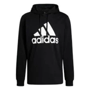 adidas Essentials Logo Hoodie Asia Sizing 'Black White' GV5281