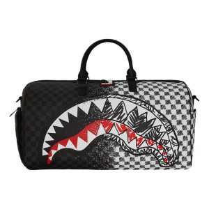 Sprayground Scribble Dribble Check Duffle Bag 'Black White' W1135512
