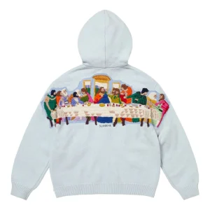 Supreme Last Supper Embroidered Zip Up Hooded Sweater 'Light Blue' SS25SK28-LIGHT-BLUE