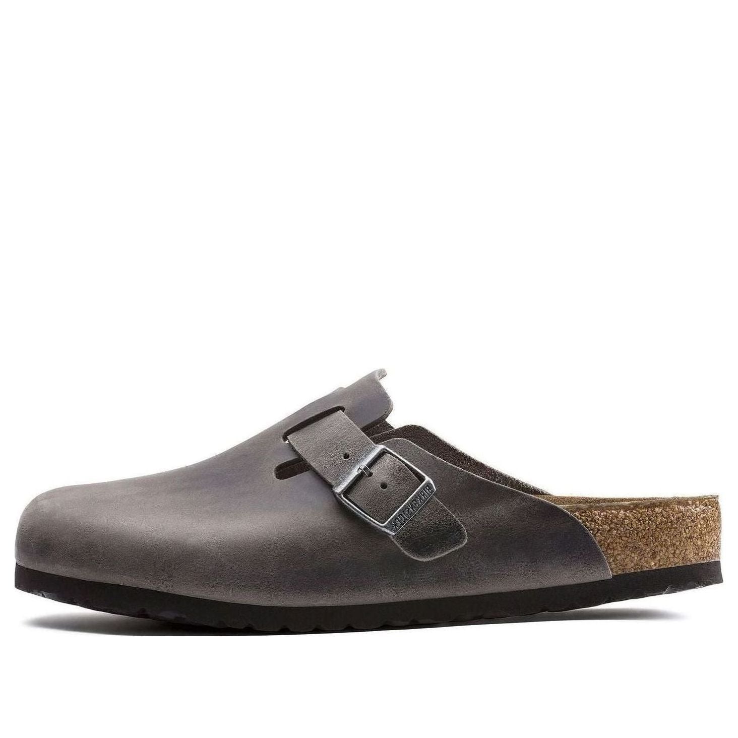 Birkenstock Boston Soft Footbed Oiled Leather Sandals 'Iron' 1013255
