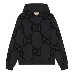 Gucci GG Flocked Print Cotton Fleece Sweatshirt 'Black' 768499-XJF37-1868