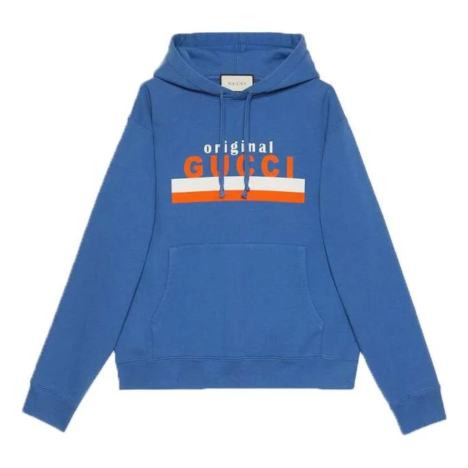 Gucci Original Printing Logo hooded Long Sleeves Blue 626989-XJCOR-4370