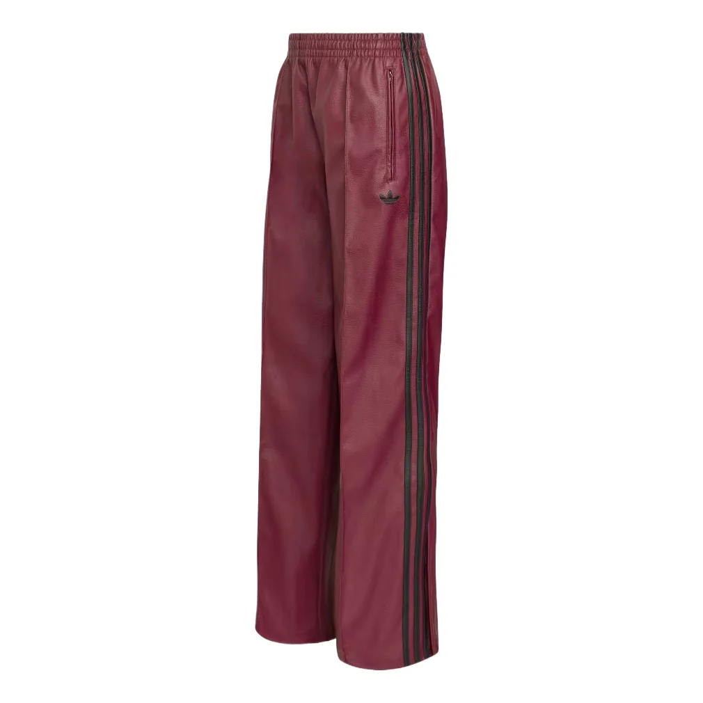 (WMNS) adidas Firebird Loose Pleather Pant Asia Sizing 'Maroon' KU1807