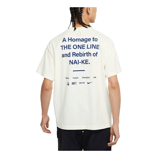 Men's Nike NAI-KE Cha Nai-Ke Cha Series Alphabet Logo Printing Round Neck Short Sleeve White T-Shirt DM8690-100
