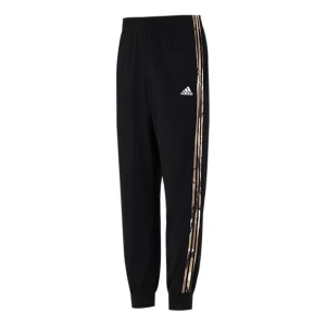 Men's adidas Contrasting Colors Stripe Knit Bundle Feet Sports Pants/Trousers/Joggers Black H48439