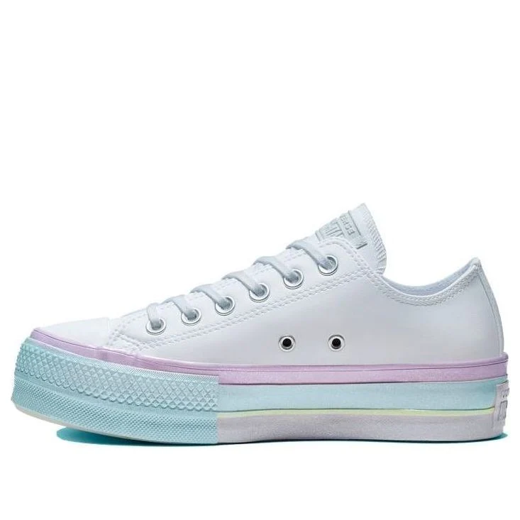 (WMNS) Converse Chuck Taylor All Star Lift Low 'White Lilac Blue' 566156C