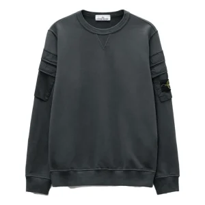 STONE ISLAND Sleeve Pockets Crewneck 'Lead Grey' 791560577-V0062