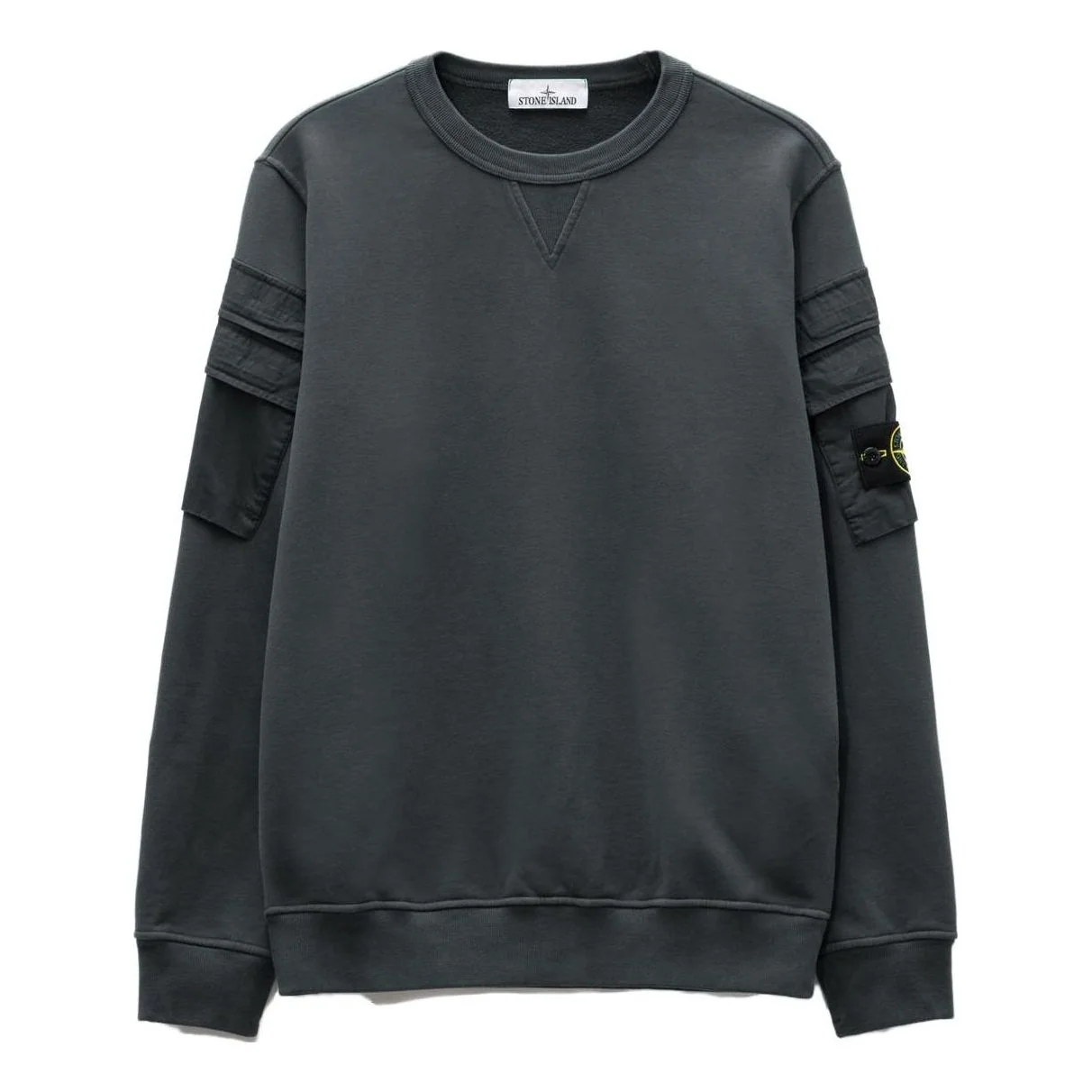 STONE ISLAND Sleeve Pockets Crewneck 'Lead Grey' 791560577-V0062