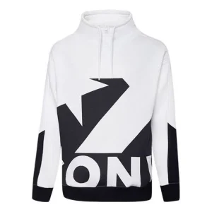 Men's Converse Contrasting Colors Logo Stand Collar Sports Pullover White 10019472-A01