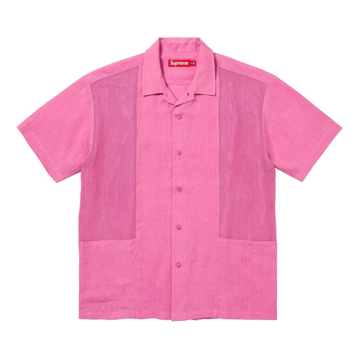 Supreme Mesh Panel Linen Shirt 'Pink' SUP-SS24-290