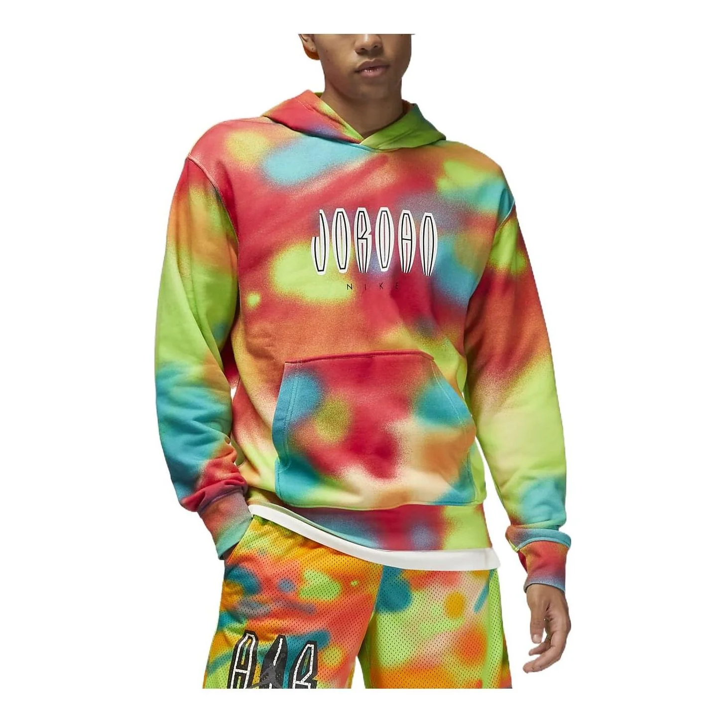 Men's Jordan FW22 Tie Dye Design Logo Printing Hooded Pullover Long Sleeves  Multicolor DV4587-252