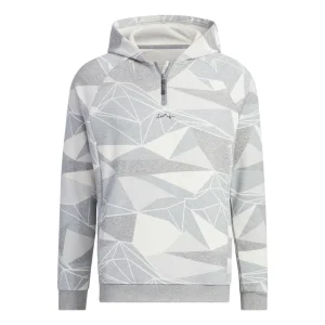 adidas Geometric Half-Zip Long Sleeve Hoodie 'White Grey' IA2623
