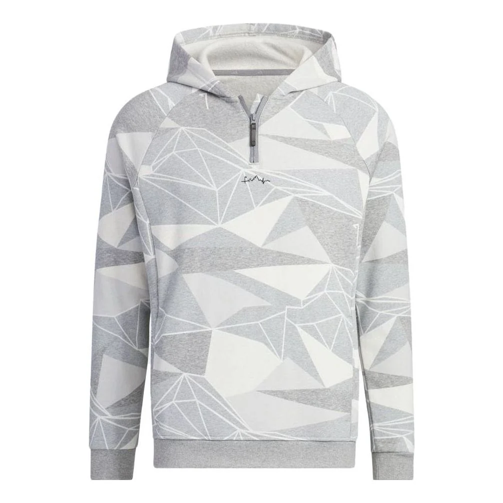 adidas Geometric Half-Zip Long Sleeve Hoodie 'White Grey' IA2623