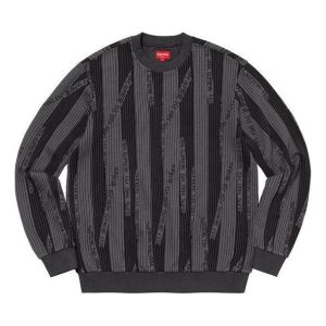 Supreme Textured Stripe Crewneck 'Black Grey' SUP-FW20-385