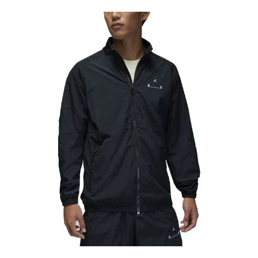 Men's Air Jordan Solid Color Small Logo Pattern Printing Casual Jacket Black DQ8074-010