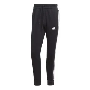 adidas Essentials Fleece 3-Stripes Tapered Cuff Joggers 'Black White' IB4030