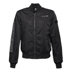 (WMNS) Converse Casual Sports Short Stand Collar Jacket Asia Sizing 'Black' 10007511-A02