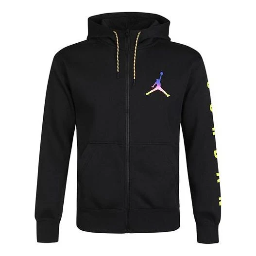 Air Jordan Solid Color Athletic Fleece Lined Zipper Hooded Jacket Men's Black CU9123-010