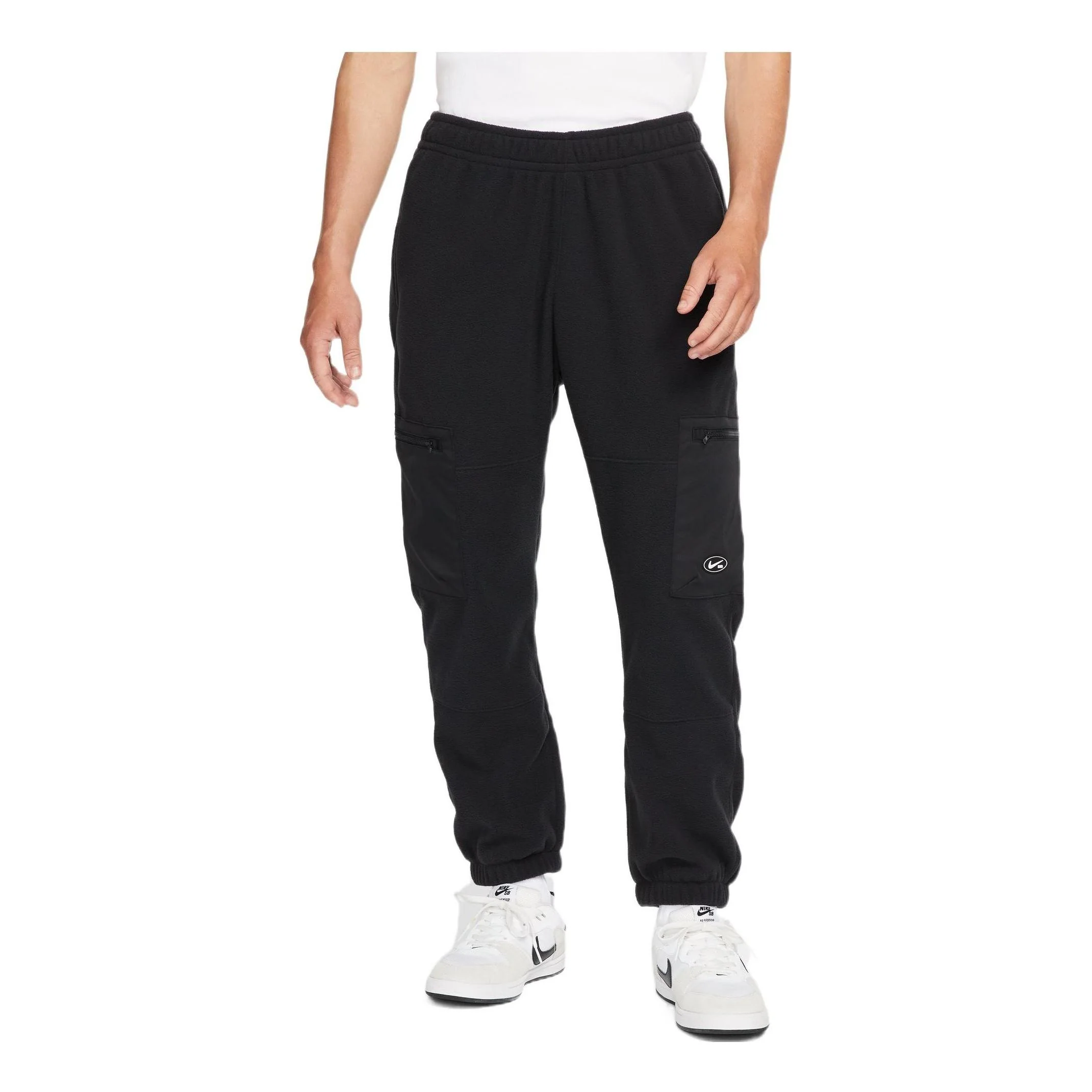 Men's Nike SB Solid Color Lacing Casual Skateboard Polar Fleece Sports Pants/Trousers/Joggers Black DA4196-010