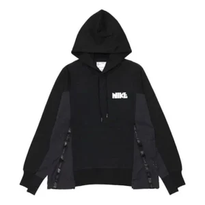 Nike x sacai Logo Printing Splicing Contrasting Hoodie Asia Sizing 'Black' CZ4695-010