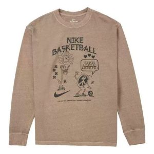 Men's Nike Printing Loose Sports Long Sleeves Brown T-Shirt DN3045-102