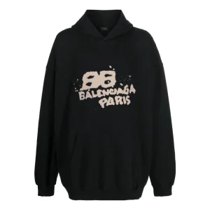 Balenciaga Hand-Drawn BB Icon Hoodie Large Fit 'Black' 620973TNVQ11059