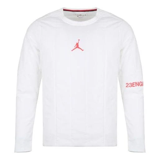 Air Jordan 23 Engineered Quilted Round Neck Pullover logo Sports Long Sleeves White AJ1055-100