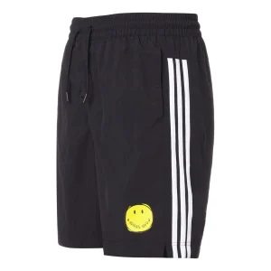 adidas neo M Smly Shorts Smiling Face Printing Stripe Sports Black GP5786