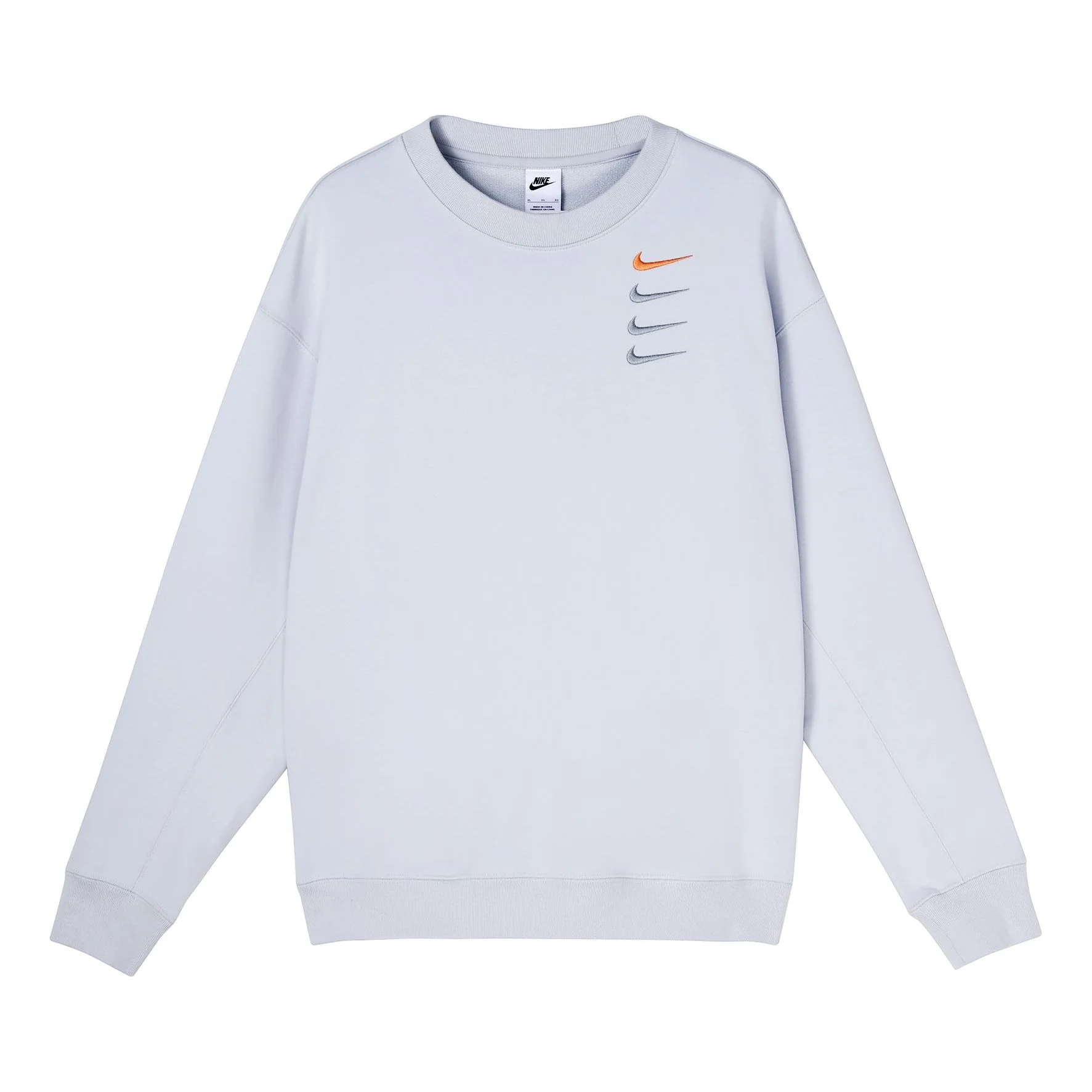 Men's Nike French Terry Swoosh 4 Embroidered Round Neck Sports Pullover Autumn White Gold Color DB9408-043