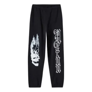 HERON PRESTON Flaming Skull Sweat Pants 'Black White' HMCH027F22JER0011001
