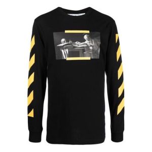 Men's Off-White FW21 Caravaggio Painting Long Sleeves Black T-Shirt OMAB001F21JER0041084