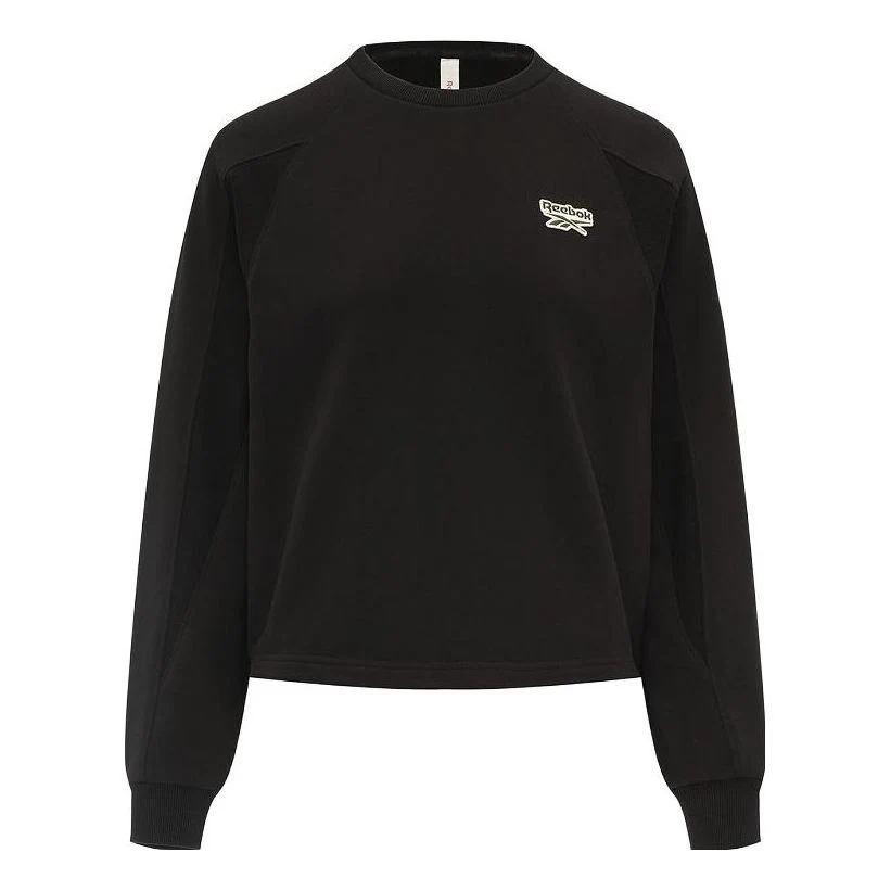 (WMNS) Reebok Round Neck Knitted Loose Casual Pullover Sweatshirt 'Black' 23FRC304WGH0