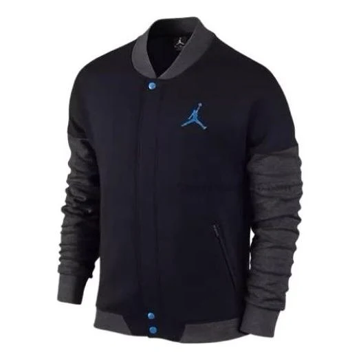 Air Jordan Logo Varsity Jacket 'Black Blue' 677812-010