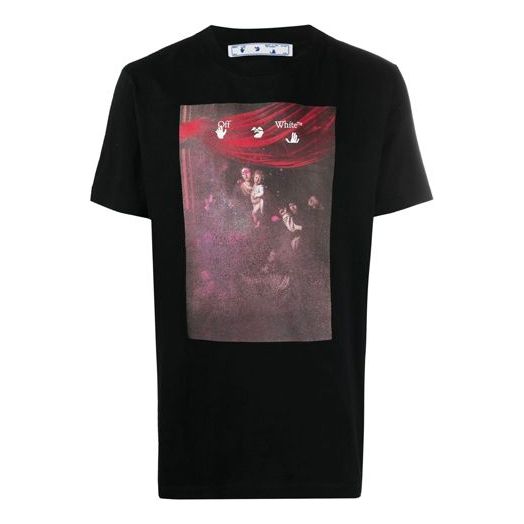 Off-White Sprayed Caravaggio Short-Sleeve Slim Tee 'Black' OMAA027S21JER0101001