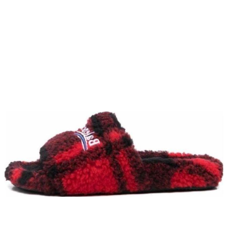 (WMNS) Balenciaga Furry Slides 'Fake Fur Red Black' 654261W2F21