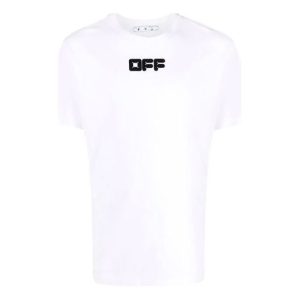 Off-White FW21 logo Printing Short Sleeve Loose Fit White OMAA027F21JER0030110