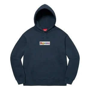 Supreme Bling Box Logo Hooded Sweatshirt 'Navy White' SUP-SS22-075