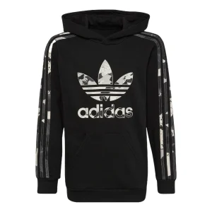 (GS) adidas Original Logo Hoodie Asia Sizing 'Black White' HK0282