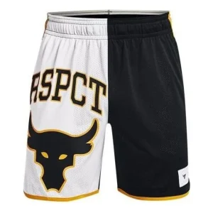 Under Armour Project Rock Colorblock Knit Shorts 'Black White Yellow' 1367128-001