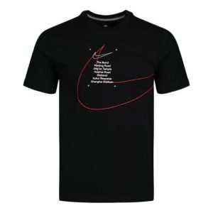 Nike Alphabet Printing Casual Loose Round Neck Short Sleeve Black BV7074-010
