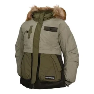(WMNS) Converse Premium Fashion Mid Down Jacket Asia Sizing 'Army Green' 10023726-A02