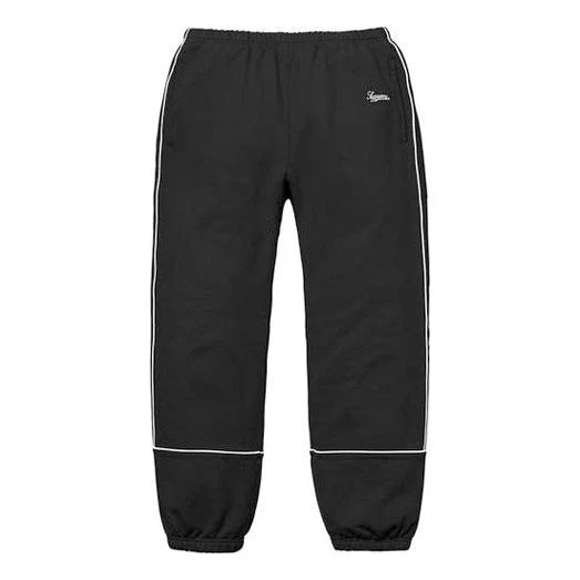 Supreme Piping Sweatpants 'Black White' SUP-SS18-406