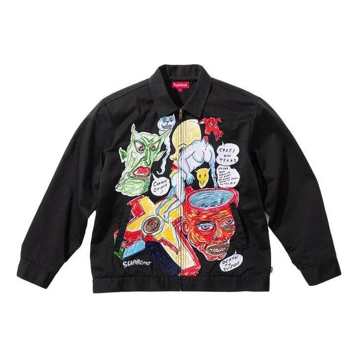 Supreme x Daniel Johnston Embroidered Work Jacket 'Black Multi-Color' SUP-SS20-631